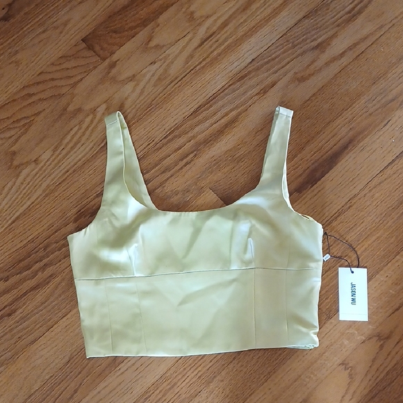 NWT Jason Wu Chartreuse Satiny Cropped Top ■ Size XS - Picture 1 of 10